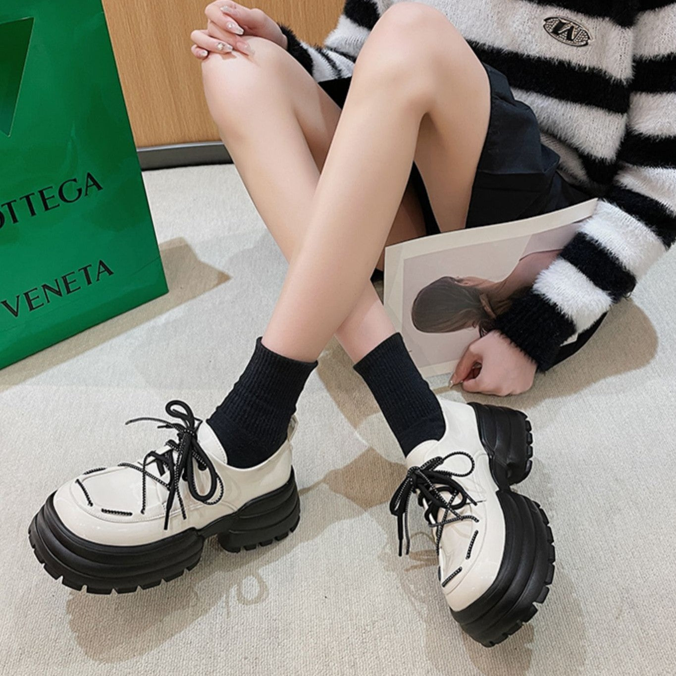 Chaussures à lacets en cuir souple