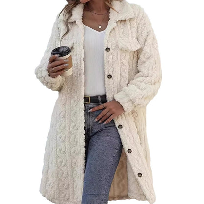 Manteau long décontracté en peluche
