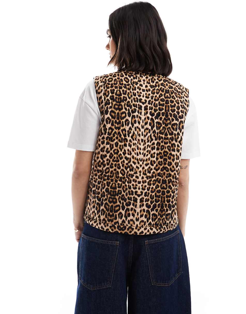 Gilet matelassé à détail noeud léopard