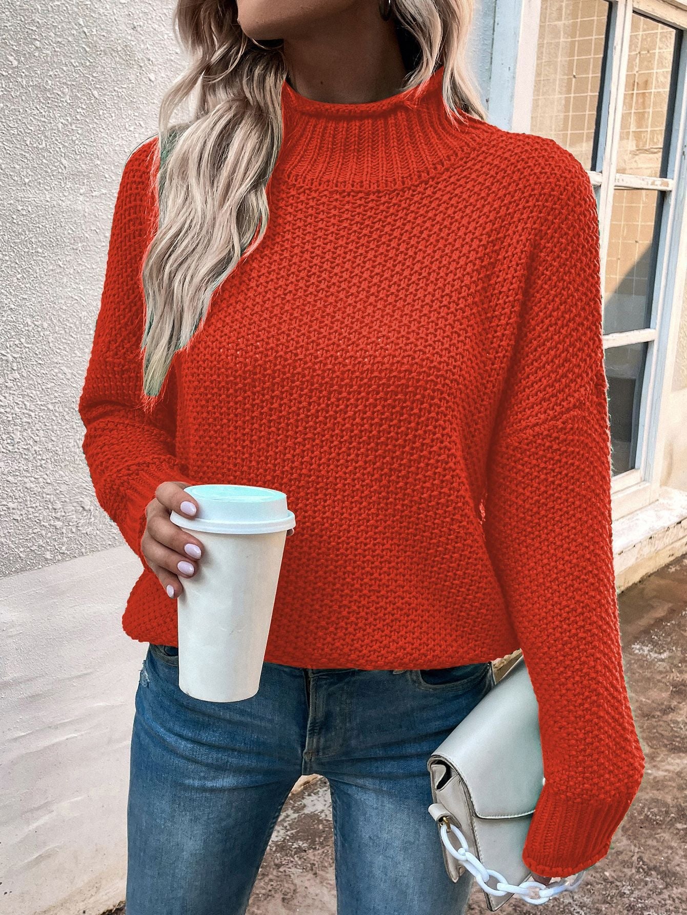 Cardigan Thick Thread Turtleneck Pullover