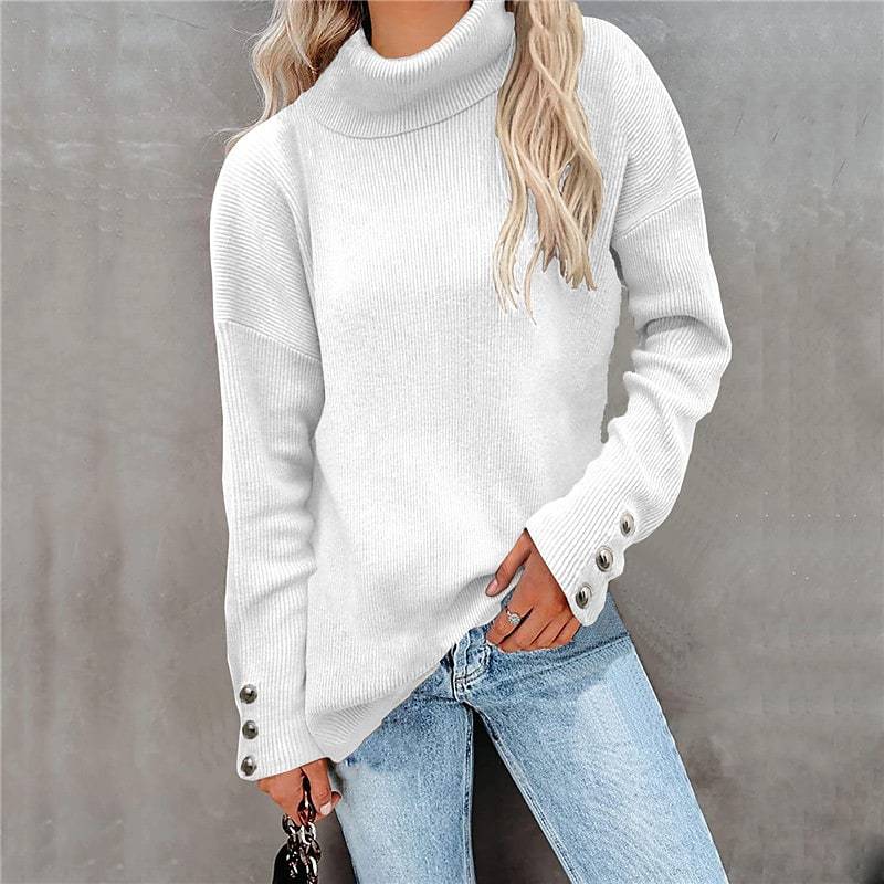 Striped High Head Loose Solid Color Sweater