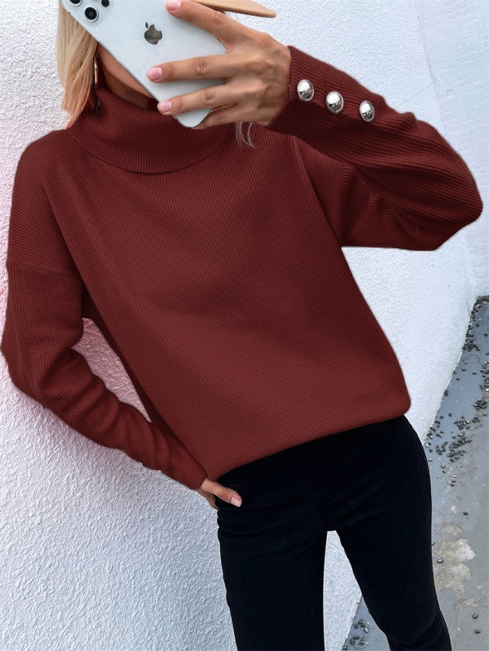 Striped High Head Loose Solid Color Sweater
