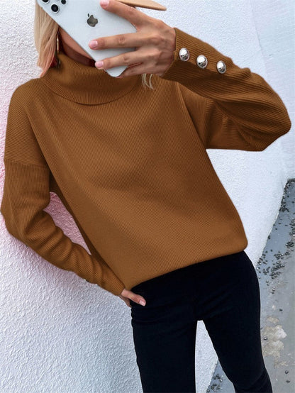 Striped High Head Loose Solid Color Sweater