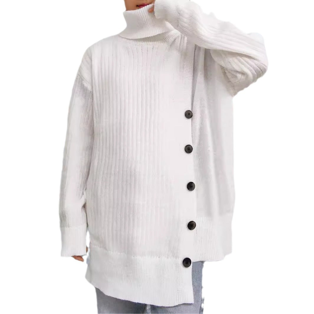 Women's Turtleneck Sweater Fastener Decoration