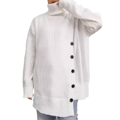 Women's Turtleneck Sweater Fastener Decoration