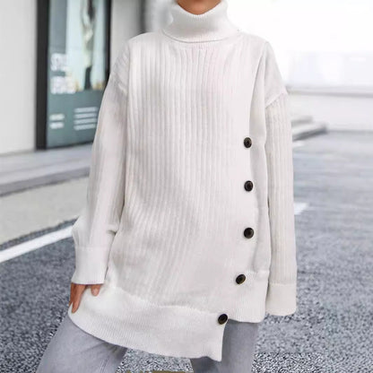 Women's Turtleneck Sweater Fastener Decoration