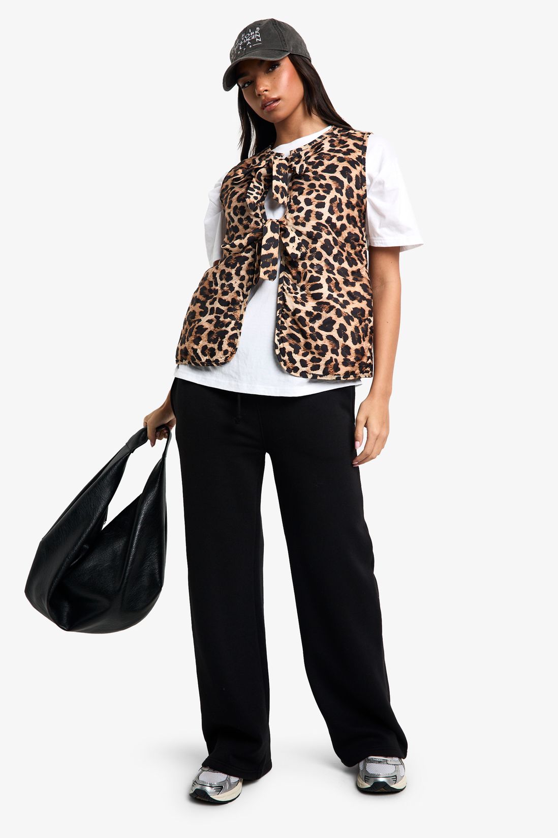 Gilet matelassé à détail noeud léopard